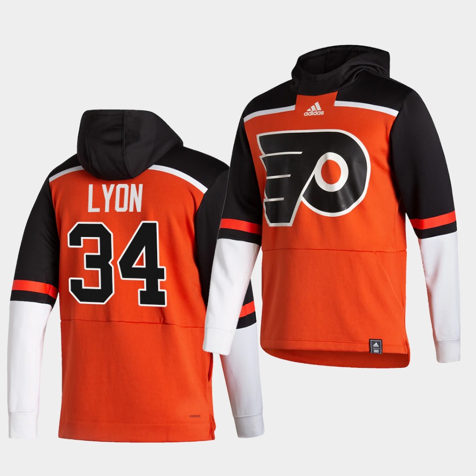 Men Philadelphia Flyers #34 Lyon Orange NHL 2021 Adidas Pullover Hoodie Jersey->customized nhl jersey->Custom Jersey